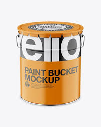 Matte Paint Bucket Mockup Front View High Angle Shot In Bucket Pail Mockups On Yellow Images Object Mockups Mockup Psd Mockup Paint Buckets
