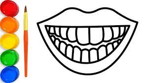 One mouth slightly open with teeth showing, and one set of relaxed lips. Draw And Coloring Mouth And Teeth For Kids By Toy Art Fun Art Toy Christian Coloring Mouth Drawing