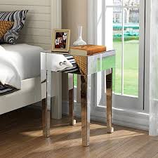anaelle pandamoto table de chevet miroir meuble de rangement en verre avec 1 tiroir eur 1 glass bedside table modern bedside table design bedside table design