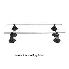 Powered by 6″ seasucker vacuum cups (4 up front and 2 in the rear), the monkey bars fit on just about any car with a roof. Seasucker Monkey Bars Rack Saves Money On Rack Solution