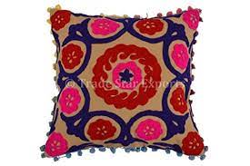 5% coupon applied at checkout. Suzani Embroidered Pillow Cover Outdoor Cushions With Pom Pom Lace Decorative Pillows 16x16 Cotton Bohemian Cushion Covers Buy Online In Bahamas At Bahamas Desertcart Com Productid 24127107