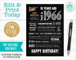 5x7 53rd Birthday Anniversary Or Retirement Folded Greeting Card 1966 Edit Yourself And Print Today This Is A Digital Chalkboard Cards Cards Greetings