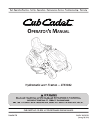 When i attempt to start the unit, the brake warning light comes on and, as a result, it will not start. Cub Cadet Ltx 1042 Kw User Manual Manualzz