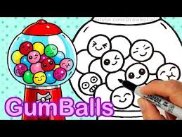How To Draw Cute Gumball Machine With Sweet Gumballs Step By Step Animated Fun Cute Drawings Kawaii Drawings Cartoon Drawings