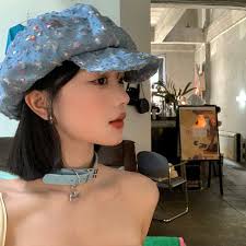 Donna Jeans Cappello Berreto Strappato Coppola Paillettes Casual Daily  Oversize