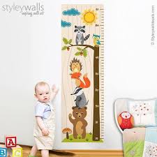 Woodland Animals Growth Chart Wall Decal Kids Room Growth Chart Wall Sticker Height Chart Wall Decal Bear Fox Owl Nursery Kids Wall Decor Growth Chart Wall Growth Chart Kids Room Wall