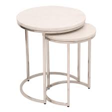 Set of three white marble nesting tables from france, circa 1970s. White Marble Nesting Tables With Silver Base Set Of 2 Martina Furniture123