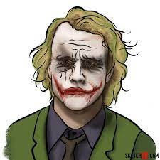 How To Draw Heath Ledger's Joker - Sketchok Easy Drawing Guides