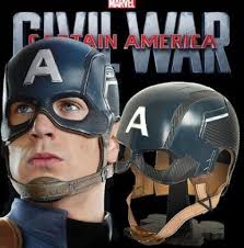 Avengers Captain America Civil War Steve Roger Blue Helmet Cosplay Prop  Mask FRP Metal