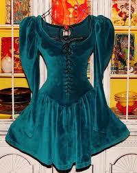 Betsey Johnson Vintage Dress Velvet Punk Face Corset Lace Up Fit Flare S 2 4 6 Lace Corset Vintage Dresses Velvet Dress