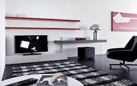 Tv Stand Decoration Ideas With Modern Living Room And Area Rug Bold Colors Dark Floor Floating Shelves Minimal Table Lamp Tv Stand Wall Art Wall Decor Finefurnished Com First minimalist tv console on the list is the mid century modern tv stand by walker edison.