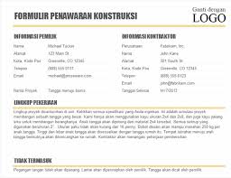 Indonusa dengan maksud untuk menawarkan harga pengerjaan proyek talang di spbu 34.451.40. Formulir Penawaran Proyek Konstruksi