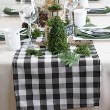 Buffalo Plaid Table Runner Black White Gingham Polyester Checkered Table Runner Table Runners Bridal Shower Buffalo Plaid