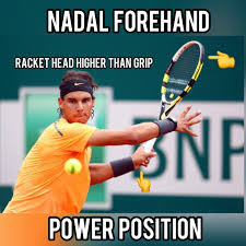 What grip does rafael nadal use on his forehand groundstroke exactly? Top Tennis Training Pro Tennis Lessons A Twitter Rafa Nadal In His Forehand Power Position Follow Us Tennis Training Nadal S Racket Head Is Much Higher Than The Grip In This
