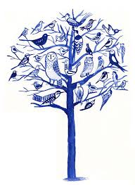 Bird On Tree Drawing Blue Birds Tree Giclee Print In 2020 Art Bird Art Bird Illustration