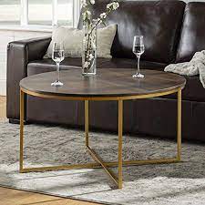 Complete your outdoor oasis with patio accent tables. Walker Edison Furniture Company Modern Round Coffee Accent Table Living Room Walnut Gold Buy Online In Bahamas At Bahamas Desertcart Com Productid 63855383