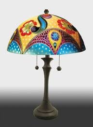 hali reverse hand painted glass table lamp