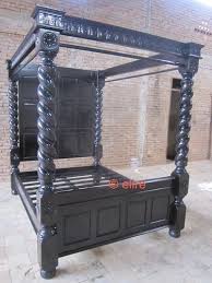 Black 4 Poster Queen Bed Stock King Size Black Four Poster Tudor Bed With 2 Bedside Cabinets Gothic Wood Stair Decor Beautiful Bedrooms Bedside Cabinet