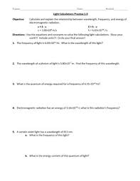 Practice problems from the energy, frequency, wavelength calculations worksheet. Energy Calculations Worksheets Teaching Resources Tpt