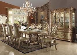 Formal Traditional Vendome Gold Patina 9 Pc Dining Room Set Elegant Dining Room Formal Dining Room Sets Dining Table Chairs