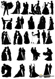 Wedding Couples Silhouettes Vector Siluet Perkawinan Stensil