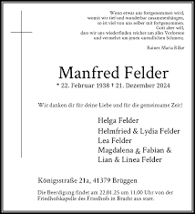 Traueranzeigen von Manfred Felder