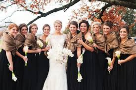 A Black Tie Wedding With A Touch Of Winter Black Bridesmaid Dress Winter Winter Wedding Bridesmaids Winter Bridesmaids