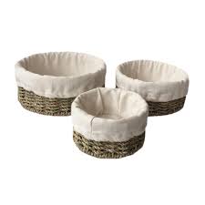 Choose botanicals with strong colors that complement colors already in the room. Set Of 3 Cotton Lined Round Seagrass Tray The Willow Basket
