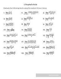 Work the following on notebook paper. L Hopital S Rule Worksheet Calculus Calculus Worksheets Rules