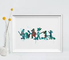 Peter Pan Lost Boys Inspired Watercolor Print Disney Art Ink Etsy Illustration Wall Art Watercolor Print Wall Art Gift
