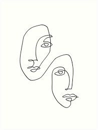 Faces Line Art Art Print By Theredfinch Line Art Drawings Line Art Design Face Line Drawing