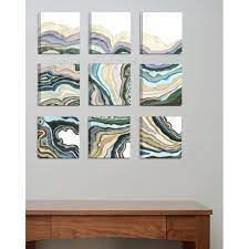Geode Abstract Waves 9 Piece Canvas Wall Art Set Canvas Wall Art Set Wall Art Sets Art Set