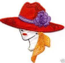 Red Hat Fashion Lady D Embroidered Iron On Applique Red Hats Red Hat Ladies Purple Hats