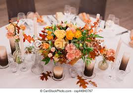 Can you use fresh flowers in candles. Wedding Decoration Of Fresh Flowers And Candles On The Table Canstock