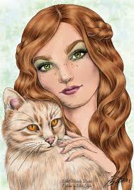 She Wolf" by Mariola Budek. Colored by hand using a digital pen in HiPaint  digital sketching and painting app.