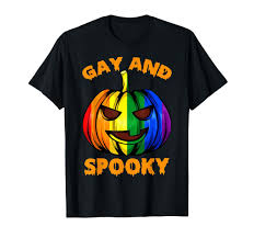 Amazon.com: Gay And Spooky Halloween Rainbow Pumpkin LGBTQ+ Gay Lesbian  T-Shirt : Clothing, Shoes & Jewelry