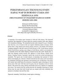 Perkembangan pasaran modal di malaysia. Perkembangan Teknologi Enjin Kapal Wap Di Borneo Utara 1883 Sehingga 1950 Borneo Research Journal