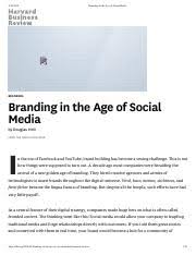 All rights are owned by the authors and the brand owners. Branding In The Age Of Social Media Branding In The Age Of Social Media Branding Media Bydouglasholt I N The Era Of Facebook And Youtube Brand Course Hero