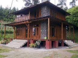 Desain rumah kayu minimalis dikampung, rumah kayu kali ini berukuran 6x10m, yang mana pada desain rumah kayu ini terdiri. Desain Rumah Kampung Kayu