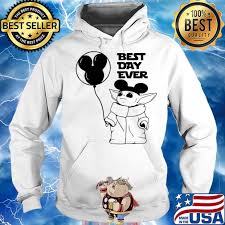 Download Star Wars Baby Yoda Holding Balloon Mickey Mouse Best Day Ever Shirt Hoodie Sweater Long Sleeve And Tank Top