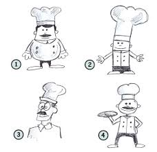 Coloring page outline of cartoon boy chef with cake. Drawing A Cartoon Chef