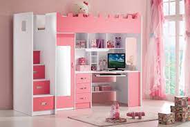 Le lit mezzanine possède un grand avantage : Chambre Fille Avec Lit Combine 90x200 Armoire Blanc Et Rose Lit Mezzanine Bureau Chambre Enfant Lit Mezzanine Enfant