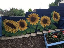 Beautiful Sunflower Mural Garden Mural Fence Art Decorative Garden Fencing