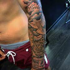 Cloud shading with heart and rose tattoo on right arm. Top 77 Cloud Tattoo Ideas 2021 Inspiration Guide Cloud Tattoo Tattoos Sleeve Tattoos