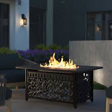 Sunbeam wine barrel concrete propane/natural gas fire pit. Sedona Cast Aluminum Rectangular Gas Fire Table Costco