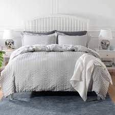 Check spelling or type a new query. Amazon Com Bedsure Duvet Cover Set King Size 104 X 90 Inches Seersucker Stripe 3 Pieces 1 Duvet Cover 2 Pillow Shams Light Grey Ultra Soft Microfiber Duvet