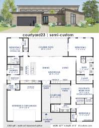 Courtyard23 Semi Custom Home Plan 61custom Contemporary Modern House Plans Courtyard House Plans Modern Contemporary House Plans Custom Home Plans