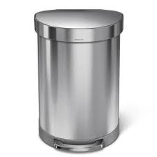 Simplehuman 60 Liter Fingerprint Proof Brushed Stainless Steel Semi Round Liner Rim Step On Trash Can Cw2029 The Home Depot Simplehuman Trash Can Kitchen Trash Cans