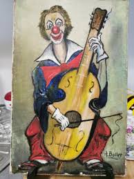 tableau huile sur toile clown au musicien sign&eacute; Andr&eacute; Boller s/s cadre vers  1950 | eBay