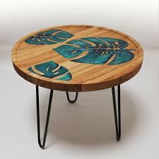Monstera Coffee Table Epoxy Resin Table Decorative Table Modern Interior Accent Housewarming Gift Wood Table Round Table Plant Decor In 2020 Resin Table Coffee Table Wood Table